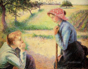  pissarro art painting - the talk 1892 Camille Pissarro
